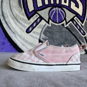Size 9.5c - Vans Slip-ON V (Checkerboard) Powder Pink/True White Toddler